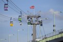 Koelner Seilbahn Gondel blieb haengen Koeln Linksrheinisch P514